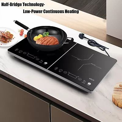 KPUY 2800W Double Electric Induction Hob 2 Zone Touch Control Dual Hot Plate • £116.99