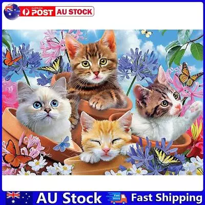 (DE5525) Diamond Painting Kit Four Cat In Flower Square Diamond Picture Handicra • $10.99