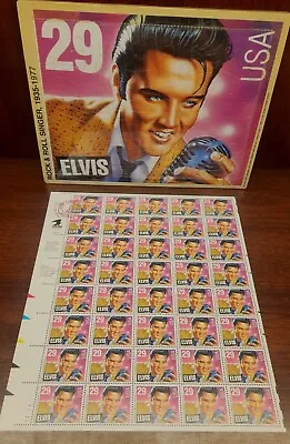 ELVIS PRESLEY Full Mint Sheet 40 U.S. 29 Postage Stamps 1992 #2721 MNH + Puzzle • $28