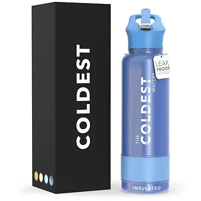 The Coldest Sports Water Bottle Straw Lid Insulated Stainless Steel- 40oz Flask • $43.99