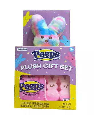 Frankford Peeps Easter Bunny Tie Dye Plush Gift Set Pink Marshmallow Bunnies 3+ • $15.15