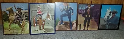 5 Vintage Framed Cowboy Prints Wyatt Earp Lone Ranger Gene Autry Cisco Kid • $20