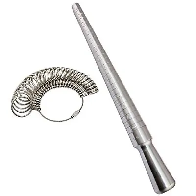 Ring Sizer Set Metal Ring Mandrel Steel Ring Gauge Kit Finger Size Measure Ri... • $20.19