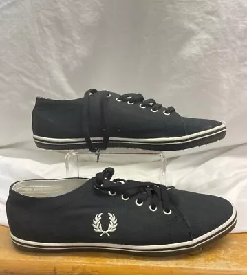 Gents Black FRED PERRY Canvas Shoes UK 9 - CG S40 • £7.99