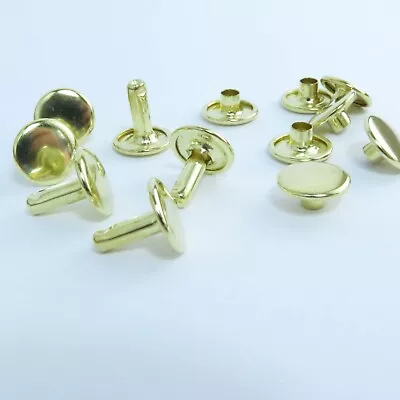 £6.80 • Buy 10 Mm Double Cap Tubular Rivets.Black Nickel,Brass,Nickel,Antique Brass,Bronze