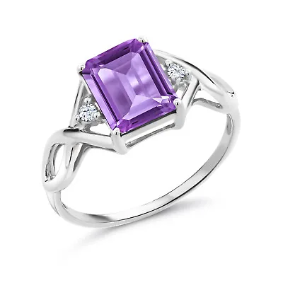 925 Sterling Silver Amethyst Ring For Women (2.56 Cttw Emerald Cut 9X7MM • $51.99