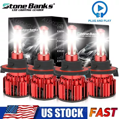 4X H13+H13 LED Headlight Bulb Kit 10000W 1000000LM Hi/Lo Beam Super Bright White • $19.99