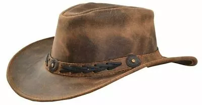 Black & Brown Genuine Leather Cowboy Western Hat Unisex • $29.68