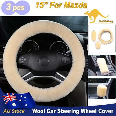 Faux Sheepskin Car Steering Wheel Cover Interior Parts 3pcs For Mazda For Girls • $7.95