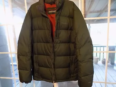 MEN T L PUFFER JACKET COAT Eddie Bauer DOWN FILLED Army Green • $24.50