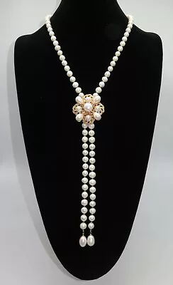 Haute Couture JewelryHandmade Pearl Necklace W Pendants Vintage  • $285