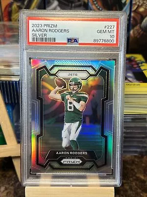 2023 Panini Prizm Aaron Rodgers Silver Prizm Jets #227 PSA 10 Pop 9 PMJS • $40