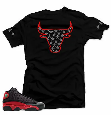 Shirt To Match Air Jordan Bred 13s. The Bull Black  Tee  • $27.26