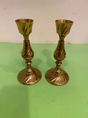 Vintage Set Of Two Large Brass Classical Style  Candle Holder 9'' India • $65.76