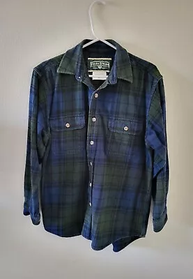 Field & Stream Mens Medium Flannel Blue Black Plaid Shirt Blue And Green Button  • $17.93