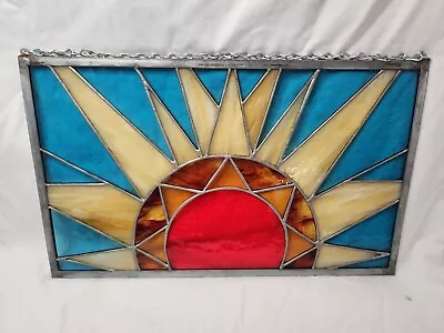 Vintage Handcrafted Stained Glass Window Panel With Sunburst Design • $285