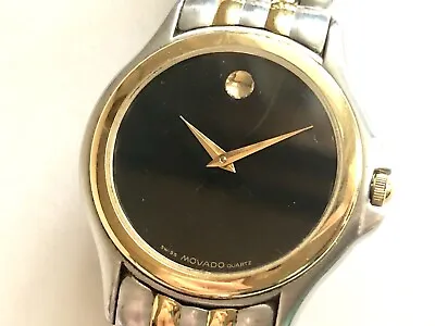 Movado Watch Gold Dial Two Tone SS Quartz Mens Wristwatch 4J *SCRATCH 81.E4.0863 • $119