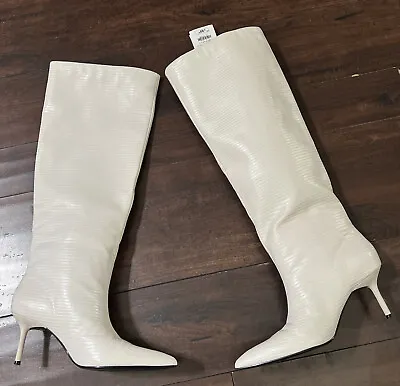$32 • Buy ZARA White Knee High Kitten Heel Slip On Boots Women’s Sz US 5.5/ EUR 36