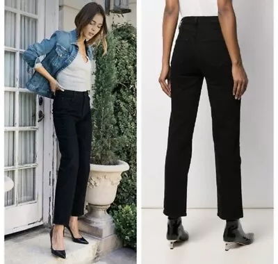 J Brand Jules Jeans High Rise Ankle Straight Denim Women Size 25 In Black Hustle • $32