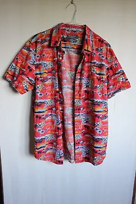 £10 • Buy Primark Large Short Sleeved Red Miami Tropical Surf Print Shirt 