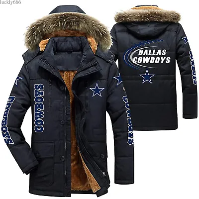 Dallas Cowboys Men's Hooded Thicken Parka Jacket Fleece Warm Coat Padded Outwear • $85.49