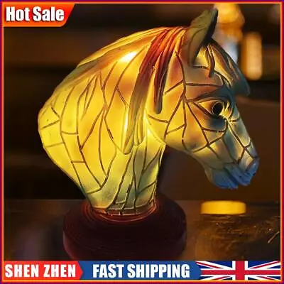 Retro Animal Table Light Resin Stained Glass Bedside Light Home Ornament (Horse) • £10.31