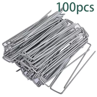 100PCS 6Inch Landscape Sod Staples Sturdy Garden Stakes Weed Barrier Fabric Pins • $16.10