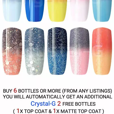 CRYSTAL-G  Thermal Change  UV Gel Nail Polish Soak Off LED Base/Top Coat Varnish • £3.40