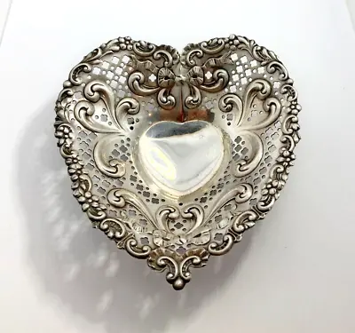 Antique Gorham #966 Chantilly Sterling Silver Pierced Heart Bon Bon Nut Dish • $125