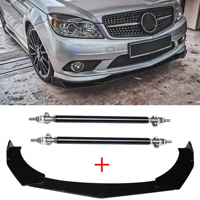 For Mercedes Benz C200 W204 Front Bumper Lip Splitter Chin Spoiler + Strut Rods • $100.99