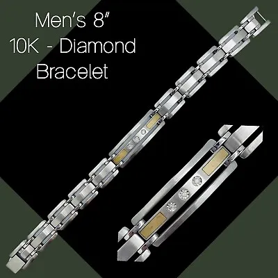 Men's 10K Stainless Steel & Diamond Bracelet 8.25  • $86