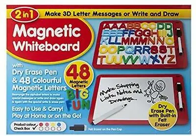 2 In 1 Magnetic Whiteboard With Dry Erase Pen & 48PC Colorful Letters For Kids • £9.95