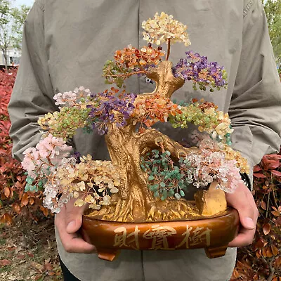 14  Feng Shui Natural Coloful Crystal Money Tree Lucky For Wealth Blessing Gift • $240