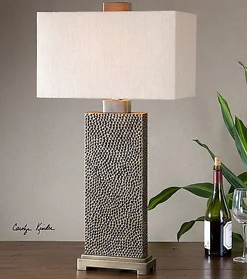 Canfield Modern Xl 32  Pitted Finish Table Lamp Coffee Bronze Metal Uttermost • $327.80