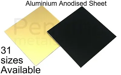 BLACK Or GOLD Anodised Aluminium Guillotined Flat Metal Sheet Plate Crafts Model • £3.63