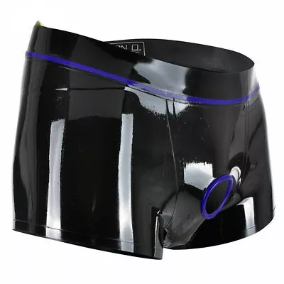 Rubber Latex Men's Briefs Boxer With Trims Ring Hole Underwear 0.4mm BDSM Fetish • $50.90