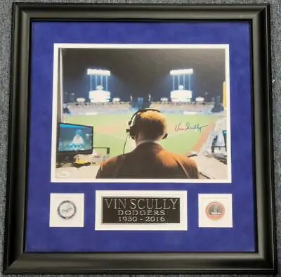 FRAMED Vin Scully Signed 11x14 Photo Display Dodgers HOF ~ JSA COA • $1799.99