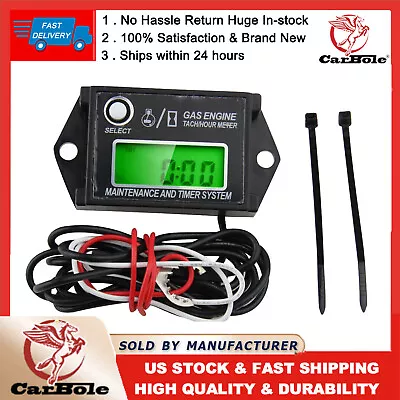 Tachometer Tiny Tach/Hour Meter Waterproof For 2 Stroke & 4 Stroke Small Engine • $21.89