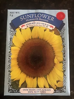 Sunflower - Mammoth Russian - 100% Non-GMO American Seeds - Net Wt 2g • $1.25