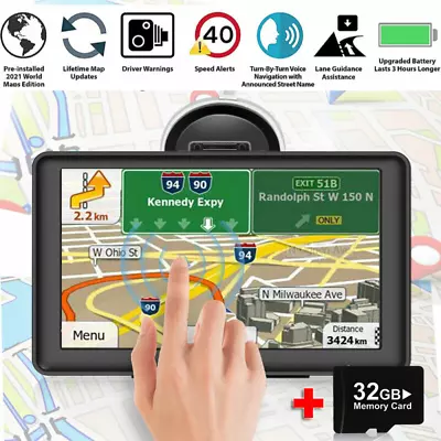 Car Truck GPS Navigation 7 Inch Touch Screen 2024 Maps Spoken Direction 32G Card • $53.89