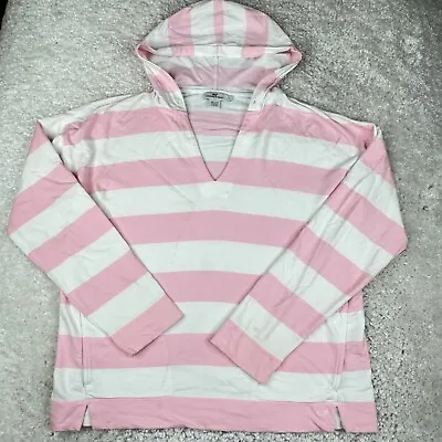Vineyard Vines Hoodie Womens Large Pink Stripe Hooded Shirt V-Neck Pullover • $28.02