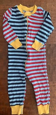 Hanna Andersson 18-24 Mo 80 CM Striped Pajamas Zipper Long John Organic Cotton • $22.99