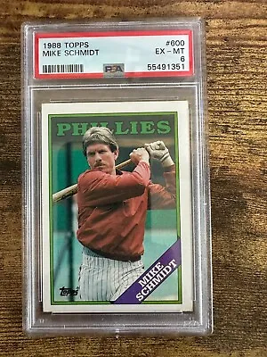 1988 TOPPS #600 MIKE SCHMIDT PHILLIES HOF PSA Graded Phillies Free Shipping • $11