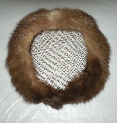 Vintage Women's Brown Mink Fur Hat Cap Headwear Size 7-8 String Netting • $31.95