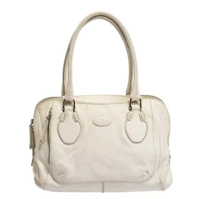 Tod's White Leather Double Zip Satchel • $257.25