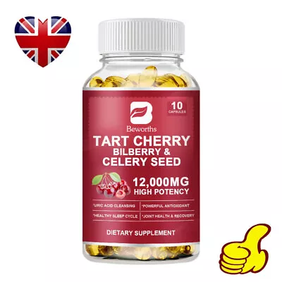 12000mg Tart Cherry Extract Capsules Joint Comfort & Muscle Recovery Supplement • £11.69