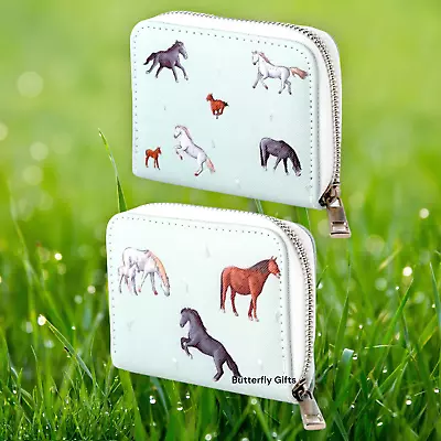 Farmyard Themed Purse  - Small Zip Around Wallet - Willow Farm Horses 2 Designs • £6.95