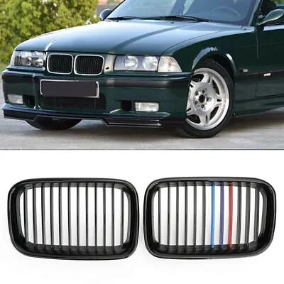 2X Gloss Black M-Color Front Grille Kidney Grill For BMW 3-Series E36 1992-1996 • $39.98