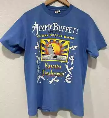 Vintage Jimmy Buffett T Shirt Adult Sz Large Blue 1997 Havana Daydreamin Tour • $18.18