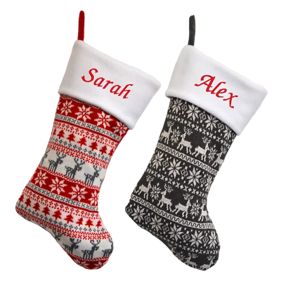 Personalised Luxury Deluxe Embroidered Nordic Knitted Christmas Xmas Stocking • £12.90